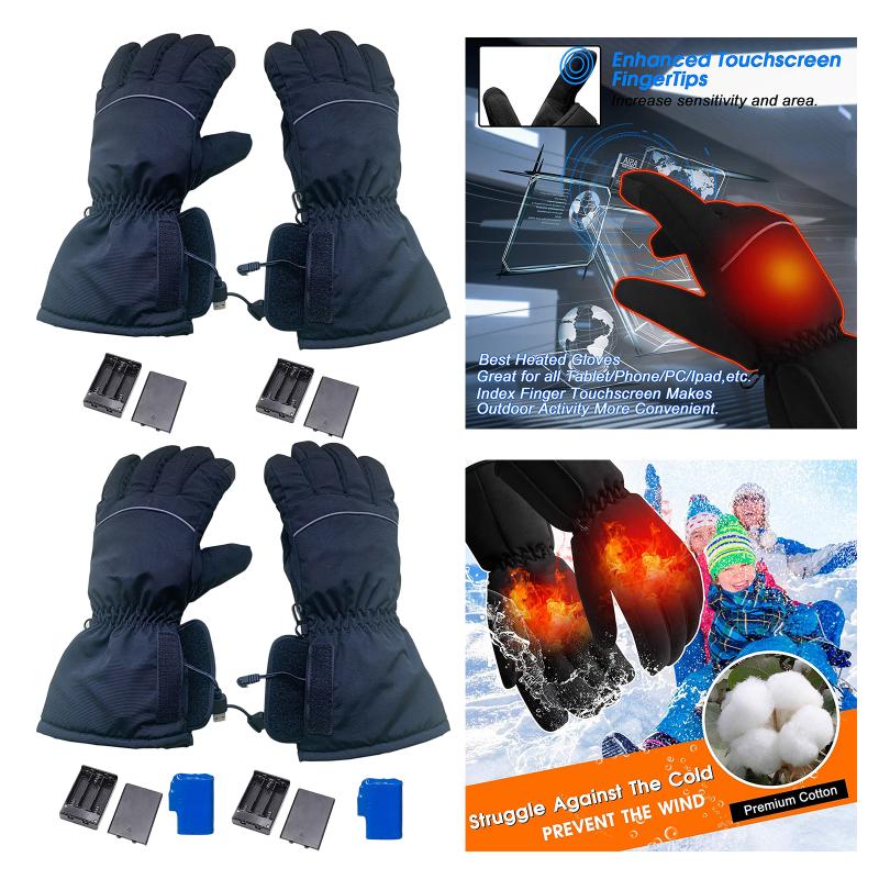 

Motorcycle Electric Heated Gloves Touch Screen Winter Hand Warm Windproof, No battery