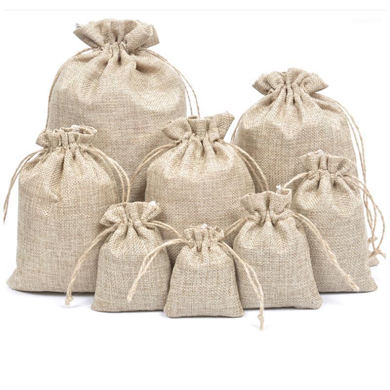 

5Pcs Linen Jute Sacks Drawstring Gift Bags 5 size bag Organza Wine Bottle Cover Wrap Gift Pouch Home Storages Wedding Birthday1