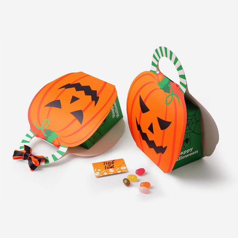 

10/20/50 Pcs Paper Candy Box Bag with Handle Halloween Gift Box Cookies Package Halloween Decoration Package Q201