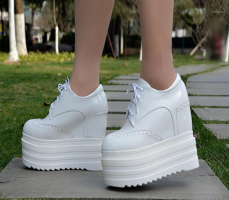 

New muffin bottom women's shoes wedge heel round head 14 cm super high heel shoes fashion patent leather increase women's1