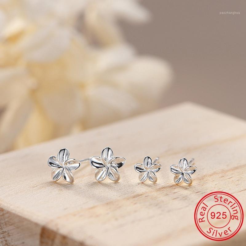 

Stud ZEMO 4 Styles 100% 925 Silver Flower Studs Earrings For Women Snowflake CZ Ear Female Party Piercing Jewelry, Golden;silver