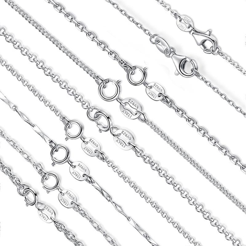 

BELAWANG Classic Lobster Clasp Basic Necklace 100% 925 Sterling Silver Adjustable Chain Necklace Women Authentic Silver Jewelry