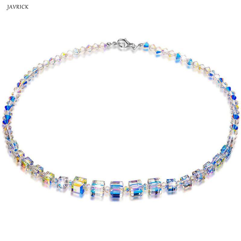 

Elegant Rainbow Aurora Crystals Necklace Chokers for Women Fashion Jewelry Romantic Gift For Girls