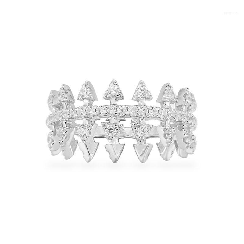 

SLJELY Fashion Real 925 Sterling Silver White Paved Arrow Spikes Ring Micro Cubic Zirconia Stones Women Fine Brand Jewelry1