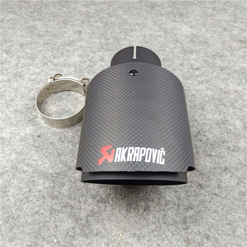 

1 Piece Matte Black Carbon fiber Akrapovic Exhaust Pipe Car universal Auto Parts Stainless Steel AK Muffler tip Nozzles