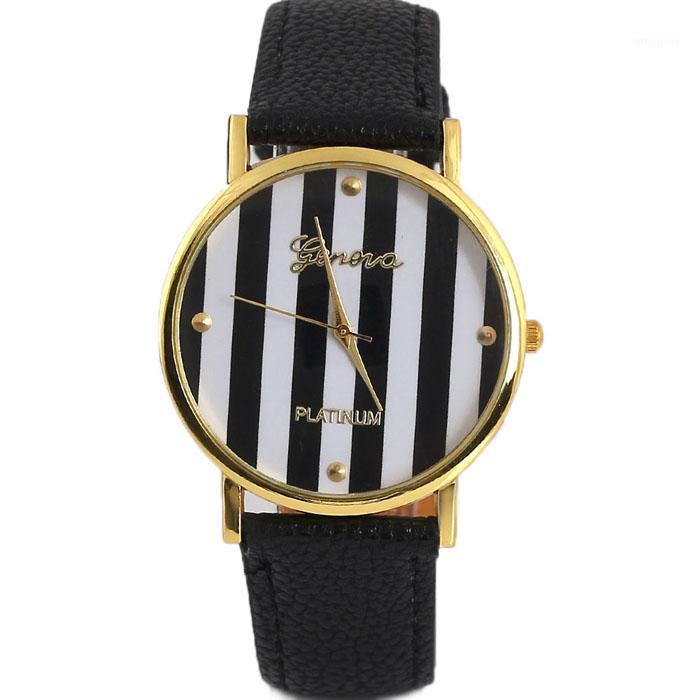 

2018 Vico Brand New Classic Stripes Print PU Leather Woman Man Analog Quartz Wrist Watch Watches for women1, Only watch box