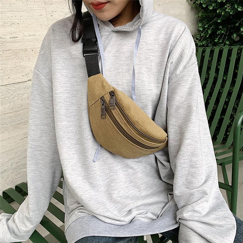 

Women Waist Bag Casual Functional Zipper Phone Pouch Adjustable Belt Bag Female Canvas Hip Fanny Pack, Khaki