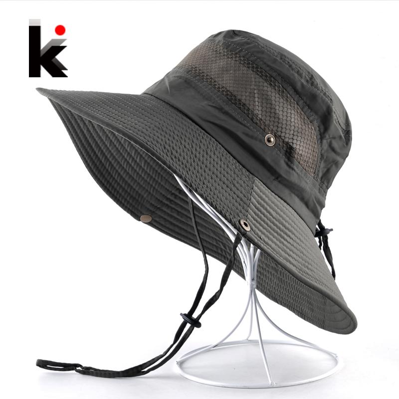 

Men's Summer Bucket hat Wide Brim Sun Caps Women Beach Anti-UV Visor Hats For Men Outdoor Fishing Climbing Bob Chapeau Bones, Blue