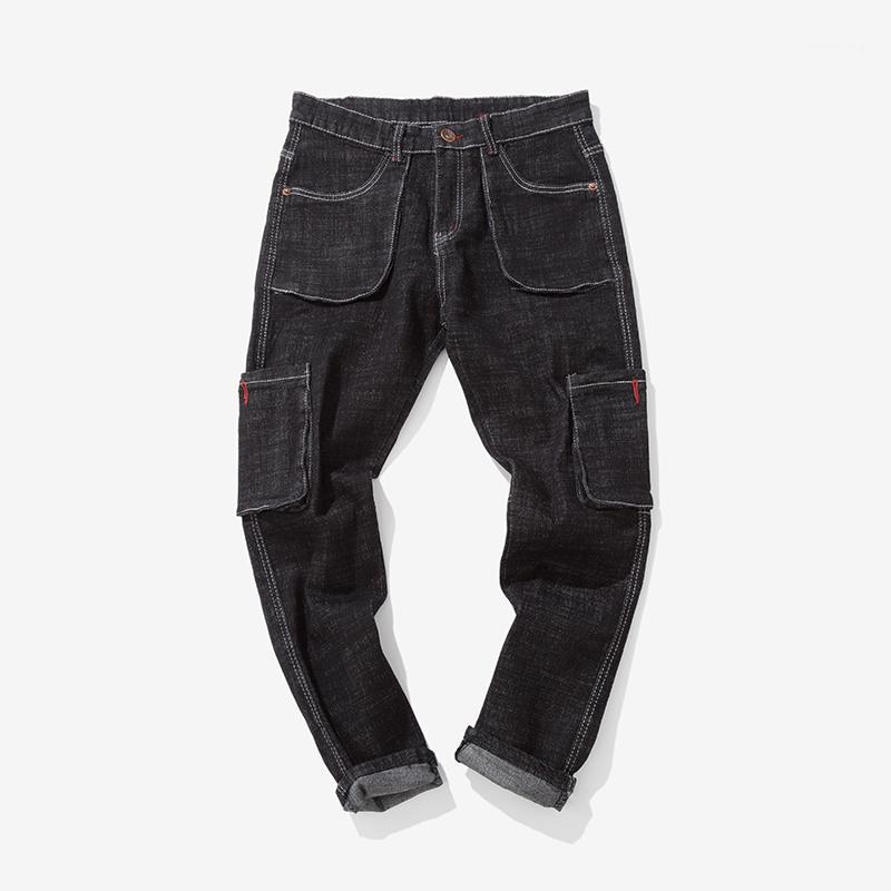 

2020 Men's Black Casual Straight Pants Men Fashion High Quality Summer Denim Cotton Hip Hop Loose Work Long Trousers Jeans Pants1