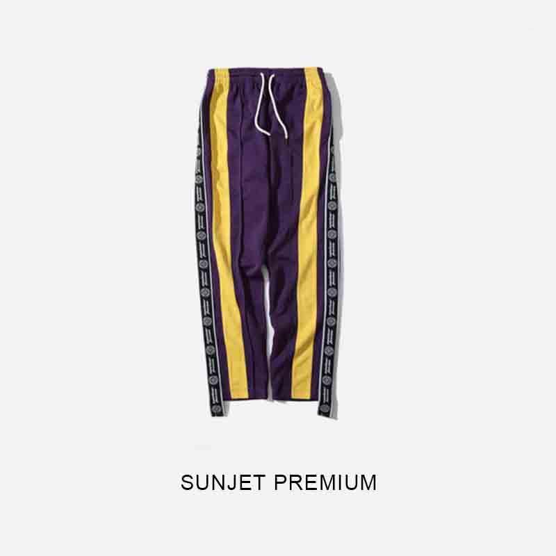 

SUNJET 2018 Men' casual trousers street fashion pants European and American retro sports trousers LH0361, Black
