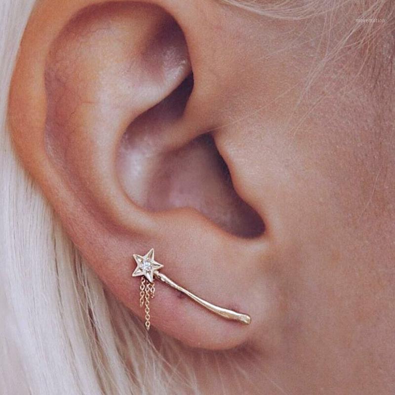 

Vintage Crystal Star Ear Climber Oorbellen Stud Earrings for Women Gold Fringe Tassel Earring 2020 Bohemia Jewelry Small Earings1