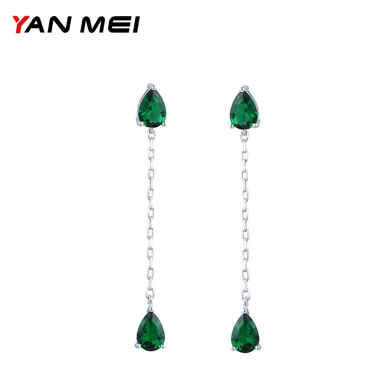 

Dangle & Chandelier YAN MEI Fashion Design Cubic Zirconia Earring Romantic Silver Color Earrings Women's Day Gift GLE6581Y