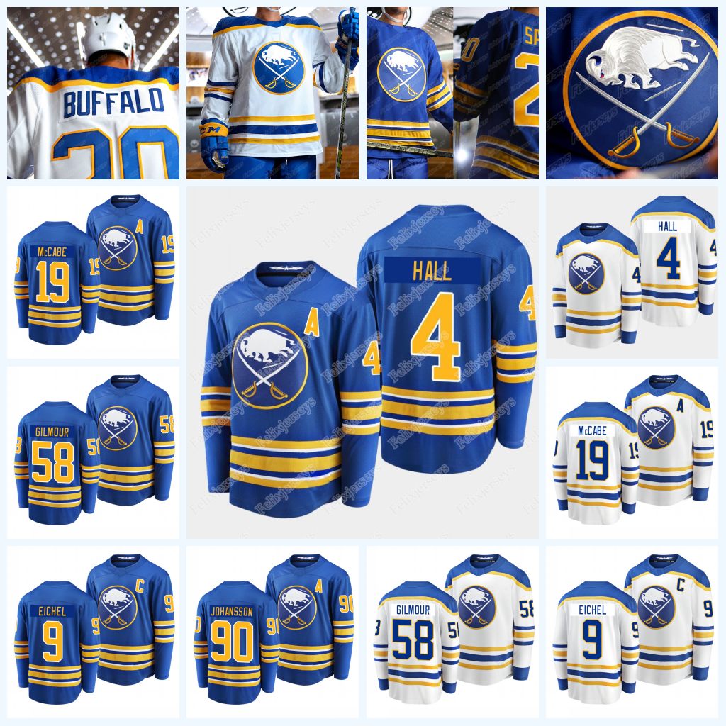 

Youth Taylor Hall (A ) Buffalo Sabres Jack Eichel 2021 Royal Jersey Zach Bogosian Rasmus Ristolainen Rasmus Dahlin Bogosian Olofsso, Black;red