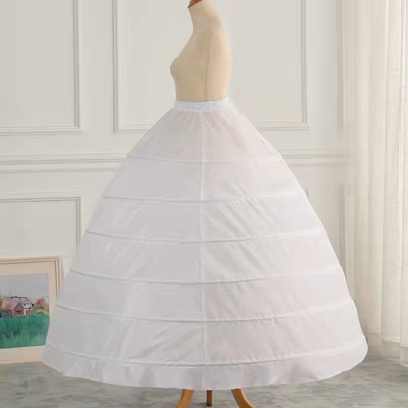 

White Plus Size Ball Gown Bridal Petticoat 6 Hoops Jupon Tarlatan Crinoline Underskirt Slips Make Dress Puffy Quince Bridal Debutante Wedding Accessories