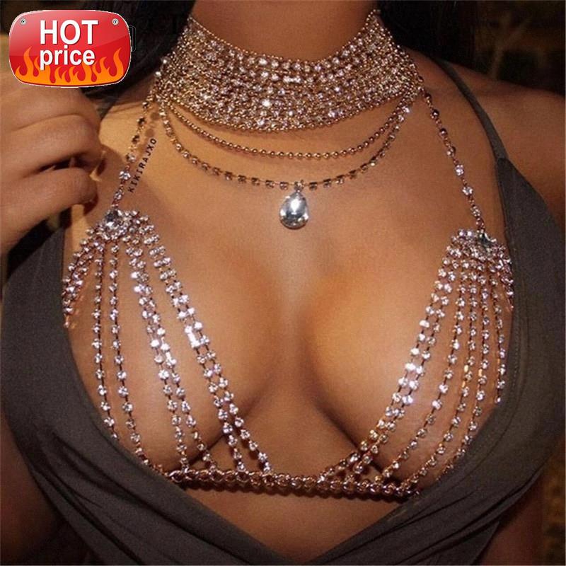 

AKYZO Sequined Rhinestone Chain Camis Crop Top Women Luxury Sparkly Diamond Nightclub Party Metal Tank Bralette Top #5B4a, White
