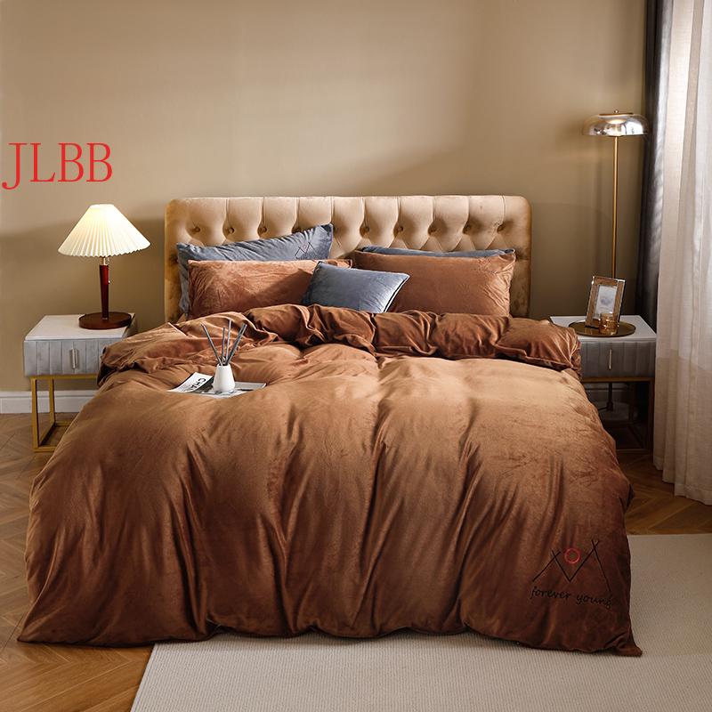

2021 winter colorful lbedding set flannel fleece bed linen set warm home bed 3/4pcs duvet cover flat/ fitted sheet bedclothes, Winered
