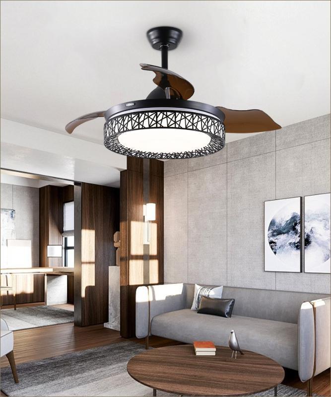 

Invisible simple bedroom ceiling fan light restaurant chandelier bird's nest wholesale living room fan light1