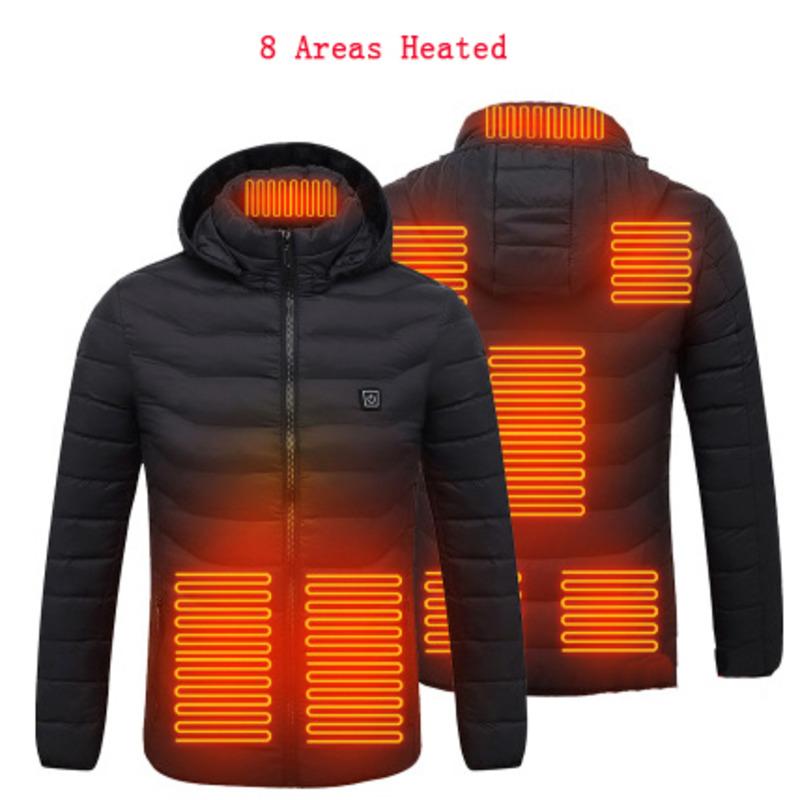 

Electric Heated Jackets Vest Men Cotton Outdoor Coat USB Heating Hooded Winter Thermal Warmer Heating Jackets Winter Outdoor, Blue -2 areas heated