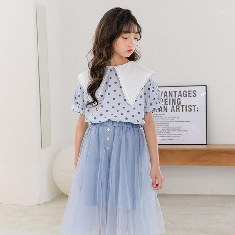 

Fashion Teenage Girls Blouses Cotton Casual Tops Clothings summer 2020 Girl Blouse Shirts Child Kids Tops 7 9 11 13 15 17 Years1, Sky blue