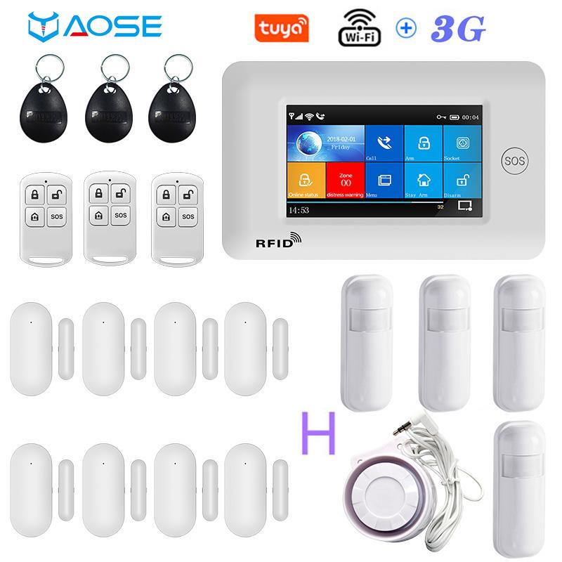 

4.3 Inch Touch Panel WIFI 3G GSM Wireless Burglar Home Security Alarm System With Motion Sensor TUYA App Compatible With Alexa