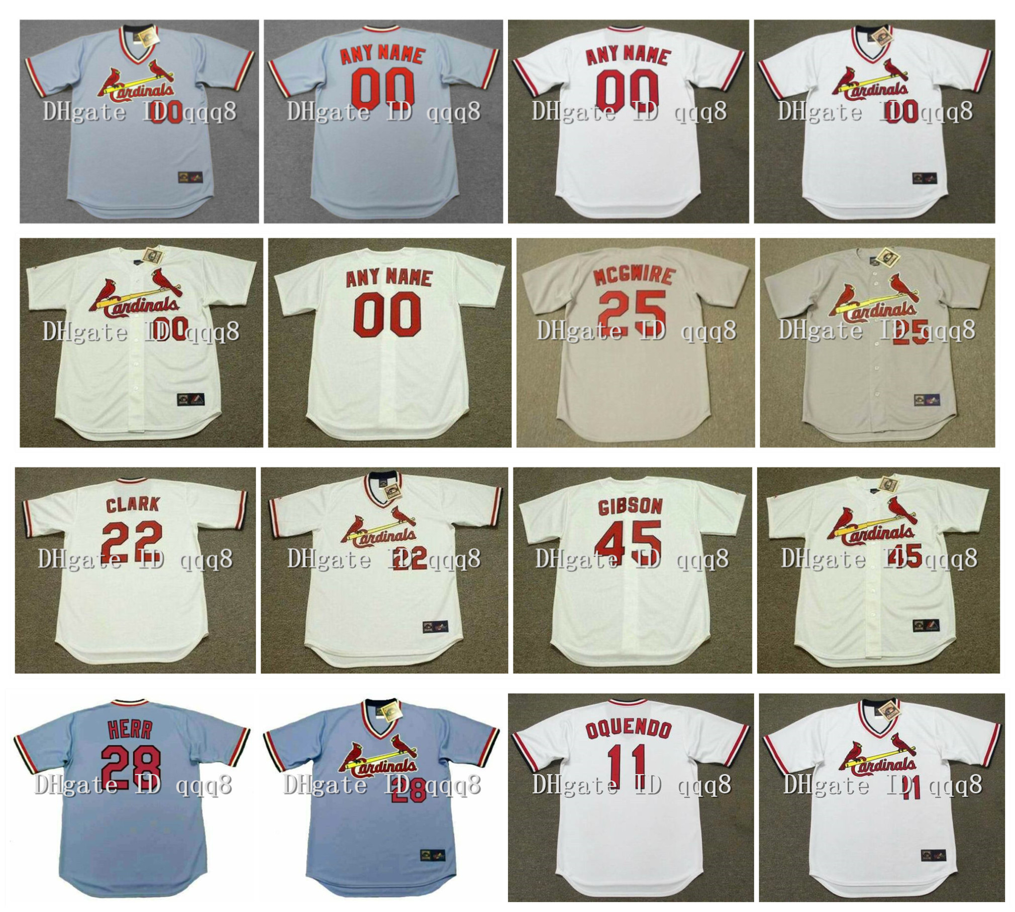 

Vintage Jersey BOB GIBSON JACK CLARK LOU BROCK MCGWIRE JIM EDMONDS CURT FLOOD MOLINA MAXVILL JOHN TUDOR KEN BOYER Retro Baseball, As pic