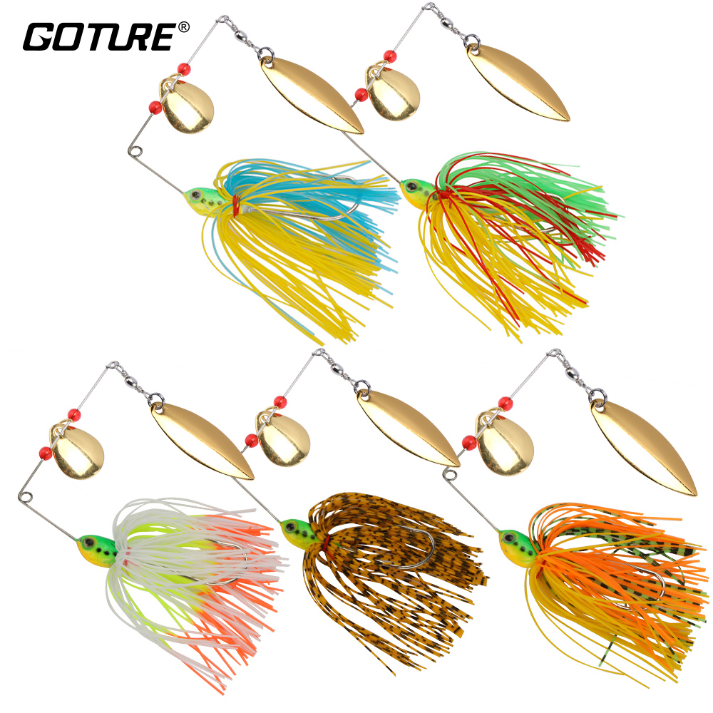 

Goture 5pcs/lot 17.5g Spinnerbait Fishing Lure Bass Carp Spinner Bait Metal Blades Silicone Skirt Rig Pike Fishing Tackle 201029