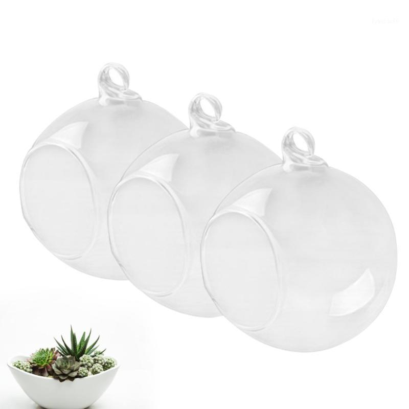 

3PCS Clear Hanging Glass Vase Flat Base Design Ball Shape Flower Plants Terrarium Vase Container Landscape DIY Wedding Home Deco1