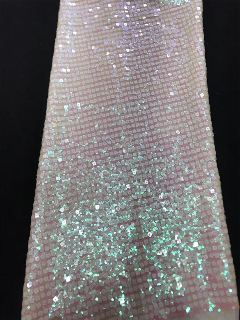 

Sequin-style African lace fabric 2020 high-quality lace French fabric Nigeria tulle sewing evening dress J3651