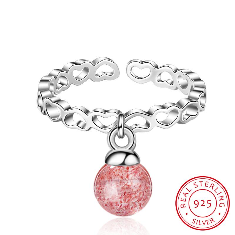 

Cluster Rings Arrival 925 Sterling Silver Small Ball Pendant For Women Jewelry Fashion Open Adjustable Finger Ring