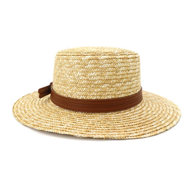 

sun hats men women natual raffia luxury flat top women hats belt band casual outdoor beach sun protective straw, Khaki
