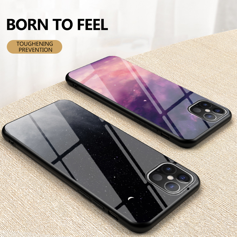 

12 Phone Tempered Glass Plus XR 8 Cases For IPhone Shockproof 11 7 Max Cell XS 6 Cover Sky Mirror Luxury Starry Pro Kqafu