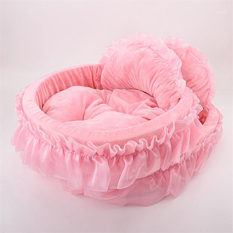 

Pink Pet Dog Puppy Princess Bows Lace Heart Elegant Lovely Bed Doghouse Pet Warm Bed Dropship1