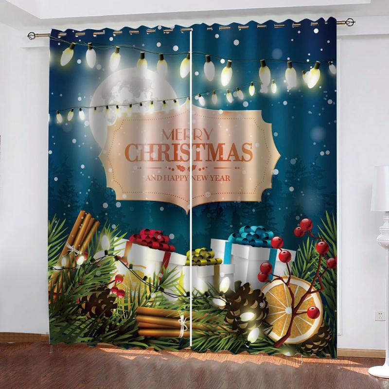 

High quality custom 3d curtain fabric Beautiful Photo Fashion Customized 3D Curtains christmas curtains, As pic