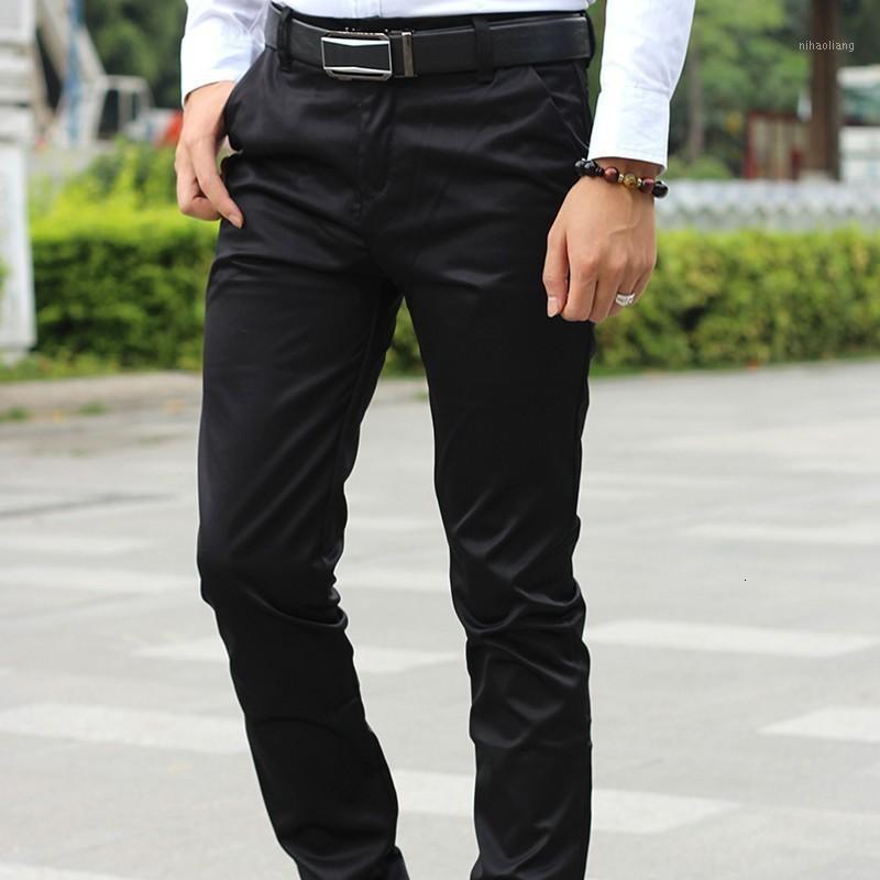 

Korea Fashion Slim Fit Mens Smart Casual Full Length Pencil Pants Smooth Black Office Work Wear Formal Male Trousers Size 28-351
