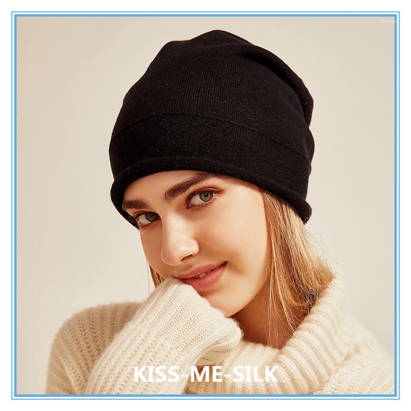 

KMS Autumn winter new knitted cashmere hat without brim curling for Girl Lady Woman 25*25CM/59G1