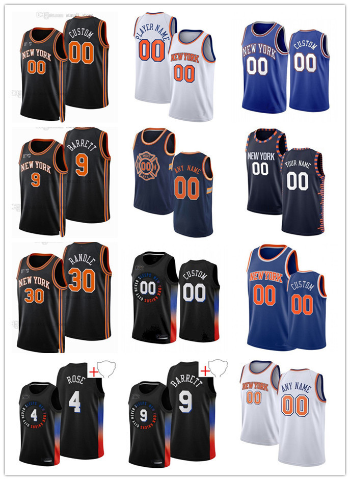 

75th Custom Men Women Youth New York's Knicks's RJ 9 Barrett Julius 30 Randle Derrick 4 Rose Alec 18 Burks Basketball Jerseys, Color