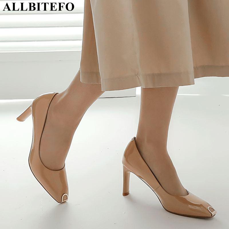

ALLBITEFO metal toe brand high heels office ladies shoes high quality women heel shoes thin heels party women, As picture