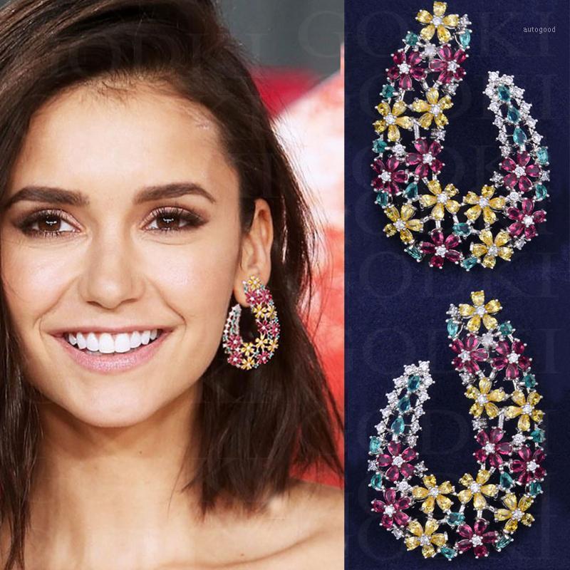 

Stud Elegant Hook Flowers Imitation Pearl Fashion Multicolor Cubic Zirconia Women Wedding Engagement Dress Earrings1