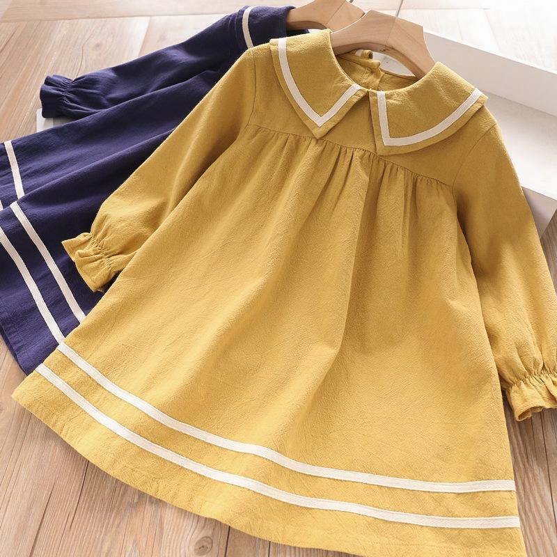 

Girls Dress 2020 New Spring Autumn Kids Elegant Princess Dress Long Sleeve Preppy Plaid Party Costume Strap Children Clothing1, Ah003 dark blue