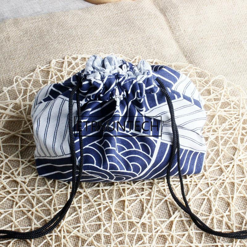 

100pcs Portable Cloth Lunch Bag for Outdoor Student Office Meal Picnic Japanese Style Drawstring Print Storage Bento Bag