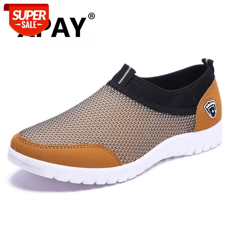 

XPAY 2019 Summer Mesh Shoe Sneakers For Men Shoes Breathable Men's Casual Shoes Slip-On Male Loafers Casual Walking 38-48 #SN60, Black