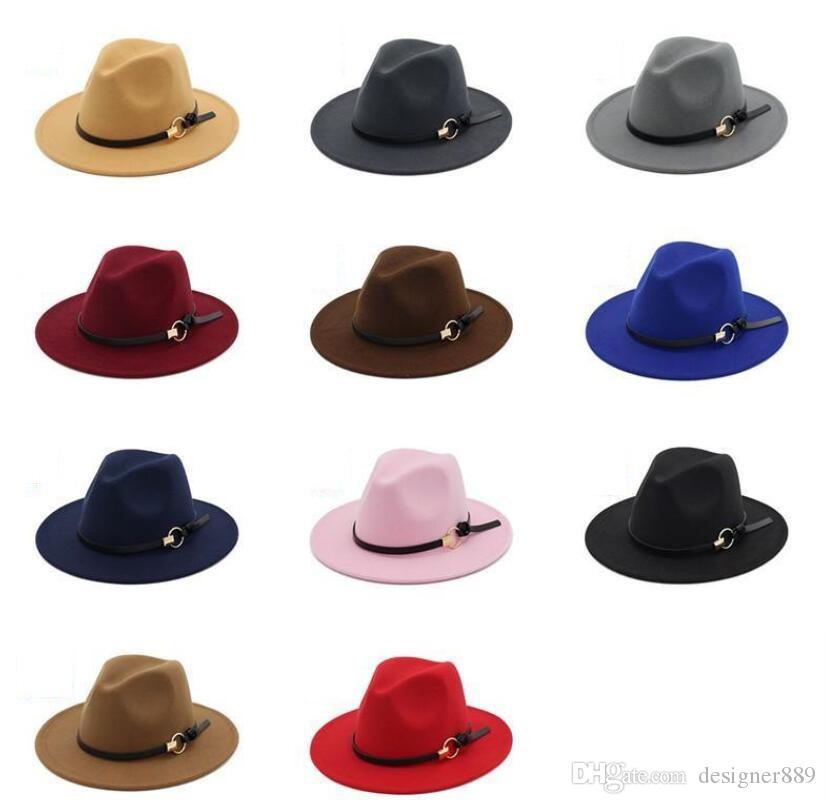

Fashion TOP hats for men & women Elegant fashion Solid felt Fedora Hat Band Wide Flat Brim Jazz Hats Stylish Trilby Panama Caps, As pic