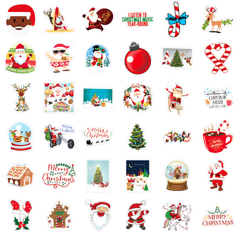 

Lable 50pcs/pack For Christmas Day Stickers Cartoon Motorcycles Water cups Children's toys Decal Luggage Skateboards Computers, 10pcs rial version
