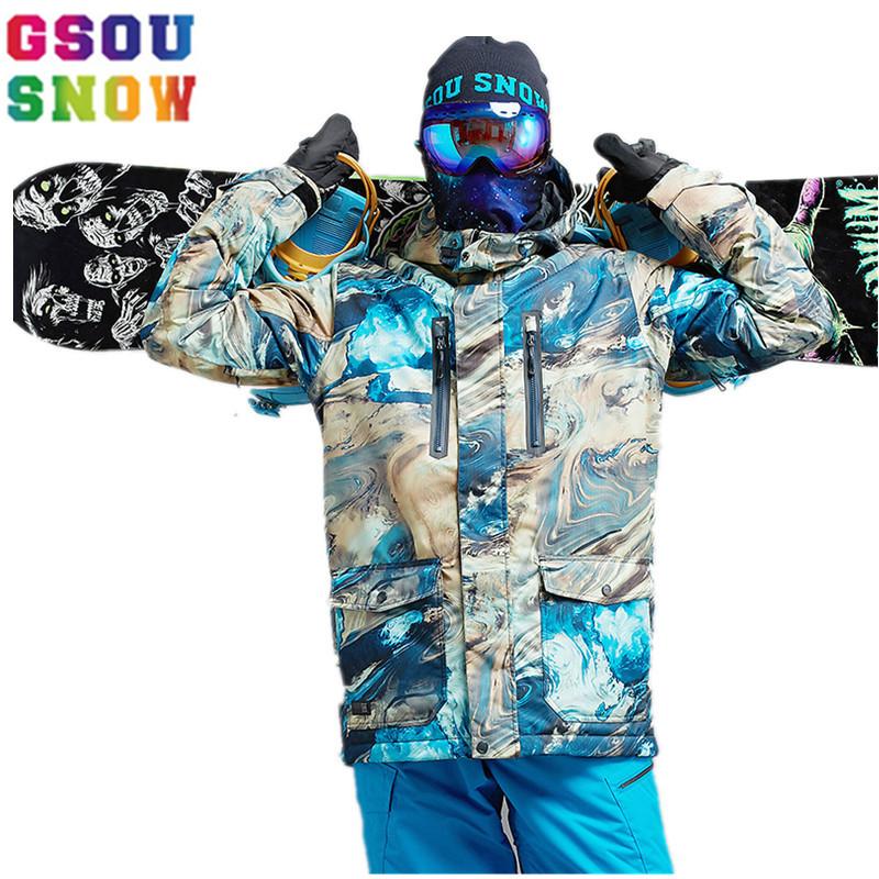 

GSOU SNOW Brand Ski Jacket Men Winter Waterproof Snowboard Snow Jacket Outdoor -30 Degree Sports Wear Coat Mountain Skiing Coats, B1f7004