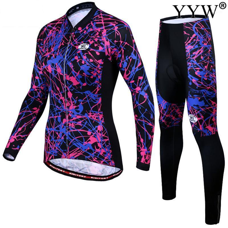 

2020 Team Long Sleeve Cycling Jersey Set Bib Pants Ropa Ciclismo Bicycle Clothing MTB Bike Jersey Uniform Men Clothes1, Red