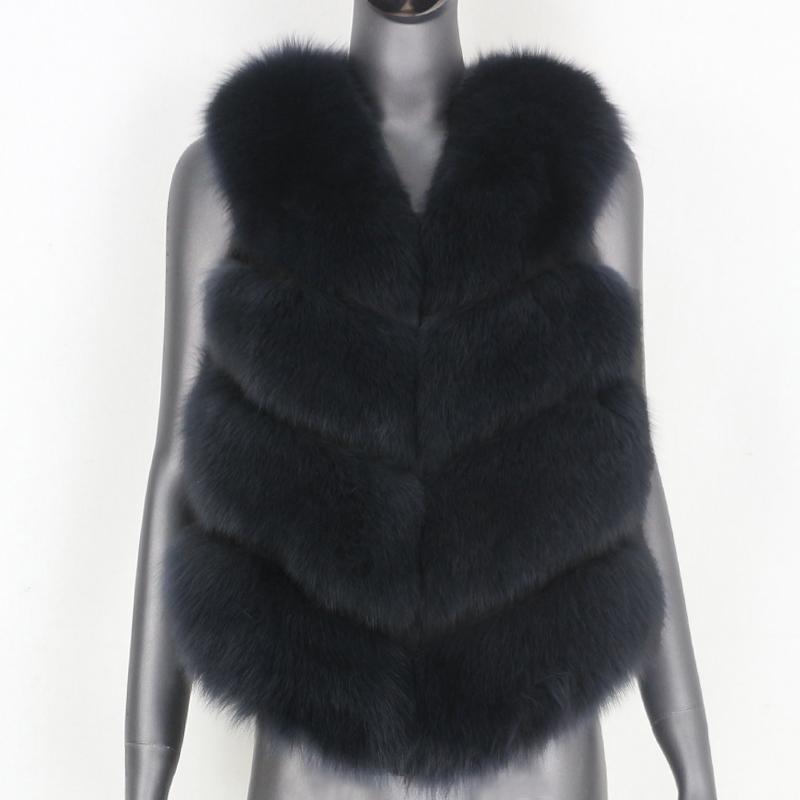 

2020 Winter Jacket Women 100% Real Fur Vest Coat Natural Sleeveless Fluffy Fur Outerwear Streetwear Thick Warm, Dark khaki big fur