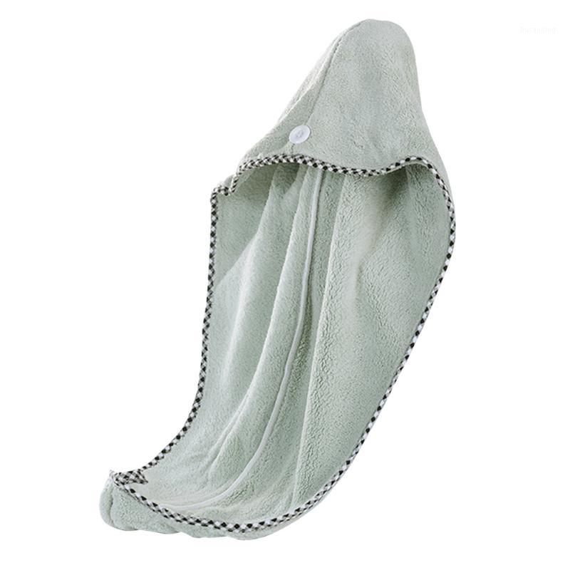 

Women Shower Cap Travel Salon Home Bathroom With Button Water Absorbent Soft Quick Microfiber Hair Drying Towel Wrapped1, Green