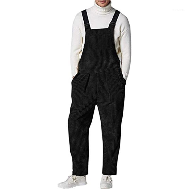 

Men's Pants 2021 Men Corduroy Overall Solid Color Long With Braces And Pocket Suspenders Trousers Autumn Winter Casual Pants1, Black