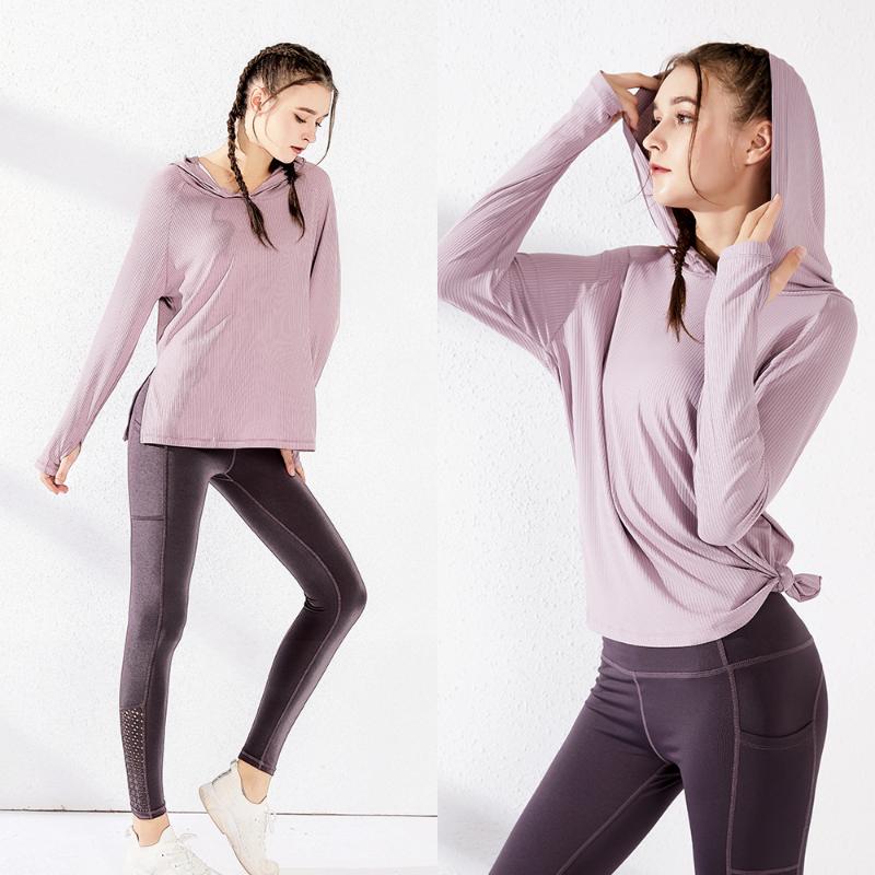 

Loose Quick Drying Clothes Gym Clothes Long-sleeved T-shirt Autumn Yoga Running Blouse Online Celebrity Large Size Sports Coat F, Monet purple