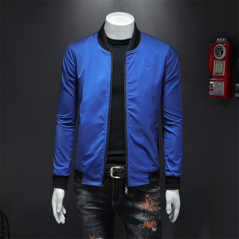 

MENNE New men jacket Solid color baseball jacket men zipper coat 201105, Gold